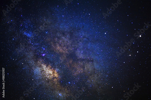 Starry night sky and milky way galaxy with stars and space dust in the universe