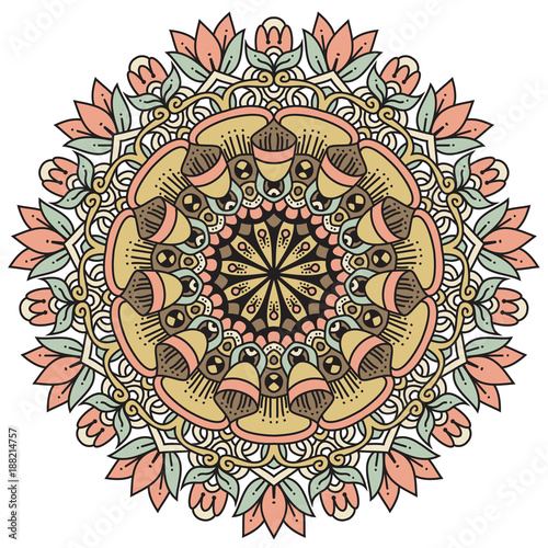 Vector round abstract circle. Mandala style.