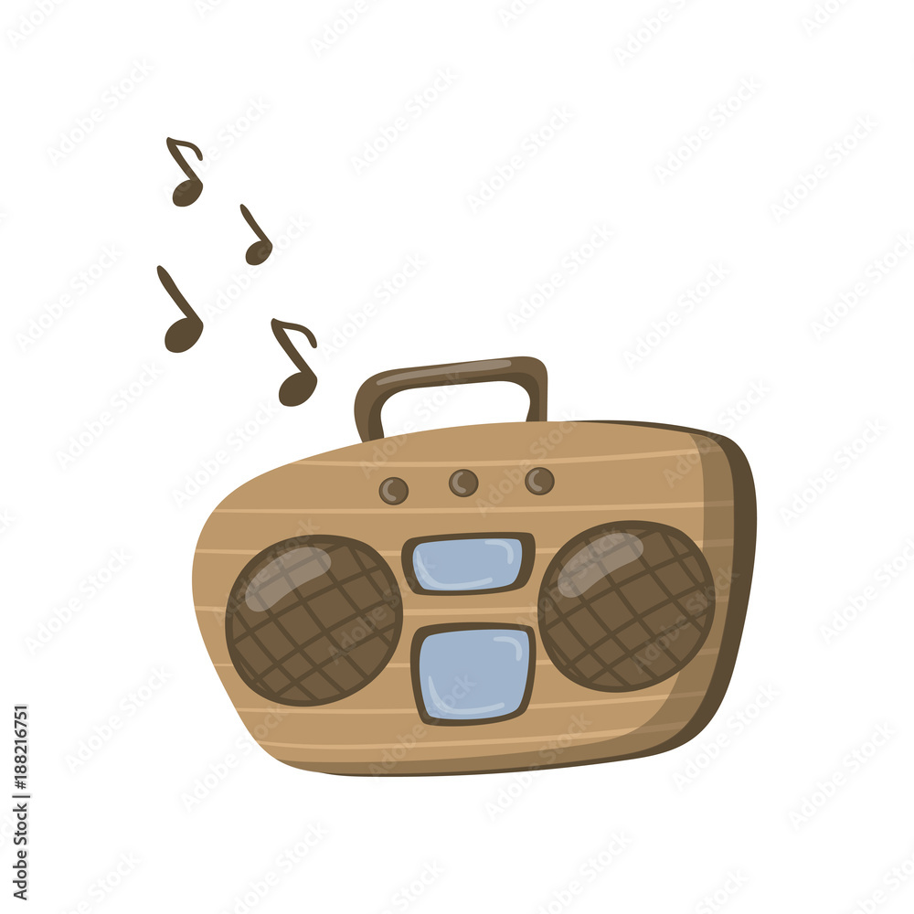 Boombox or radio cassette tape player cartoon vector Illustration Stock ...