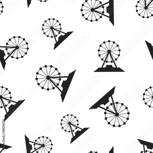 Ferris wheel seamless pattern background. Business flat vector illustration. Carousel amusement ride sign symbol pattern.