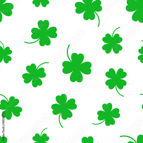 Four leaf clover seamless pattern background. Business flat vector illustration. Clover sign symbol pattern.