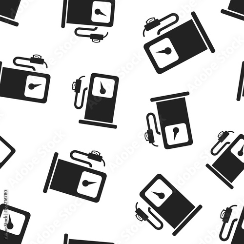 Fuel gas station seamless pattern background. Business flat vector illustration. Car petrol pump sign symbol pattern.