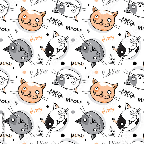 Cute seamless cat pattern