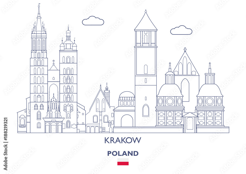 Krakow Linear City Skyline, Poland