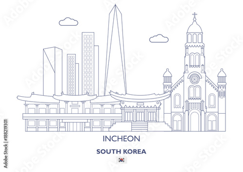 Incheon Linear City Skyline  South Korea