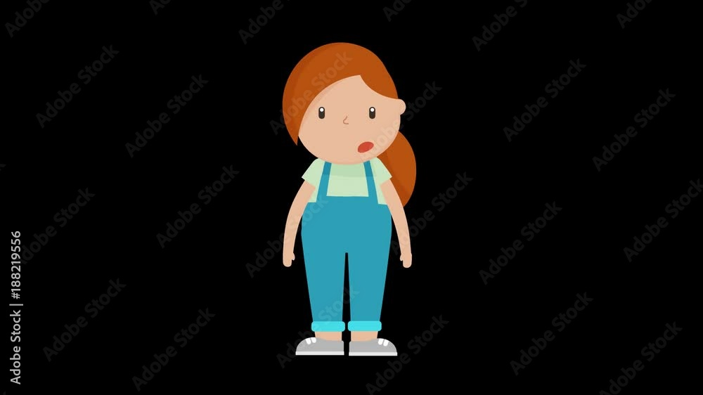 Girl Character Animations,sad speaking loop. with Alpha Channel