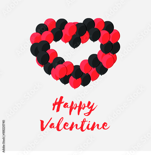 Celebration Happy Valentine Day - 14 february - love heart  - ballon black and red