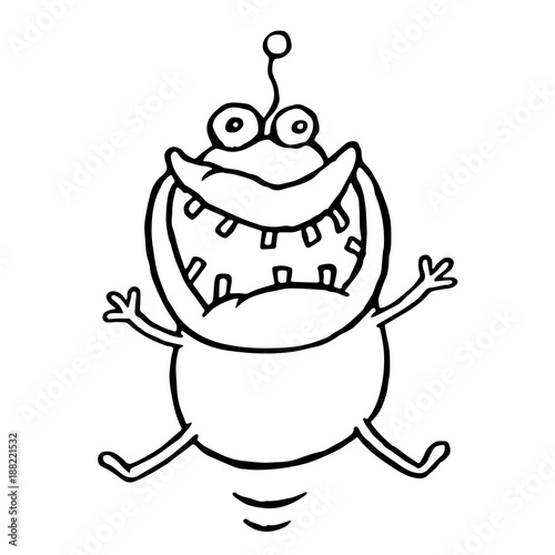 Funny cheerful monster is lucky. Vector illustration.