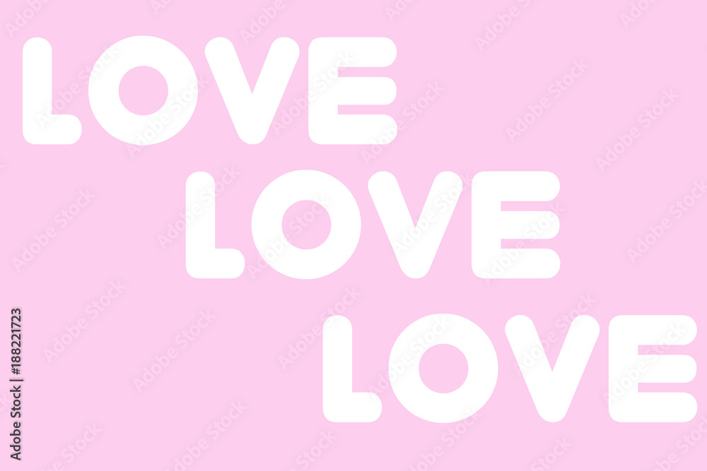Word love on a pink background, concept of Valentine day