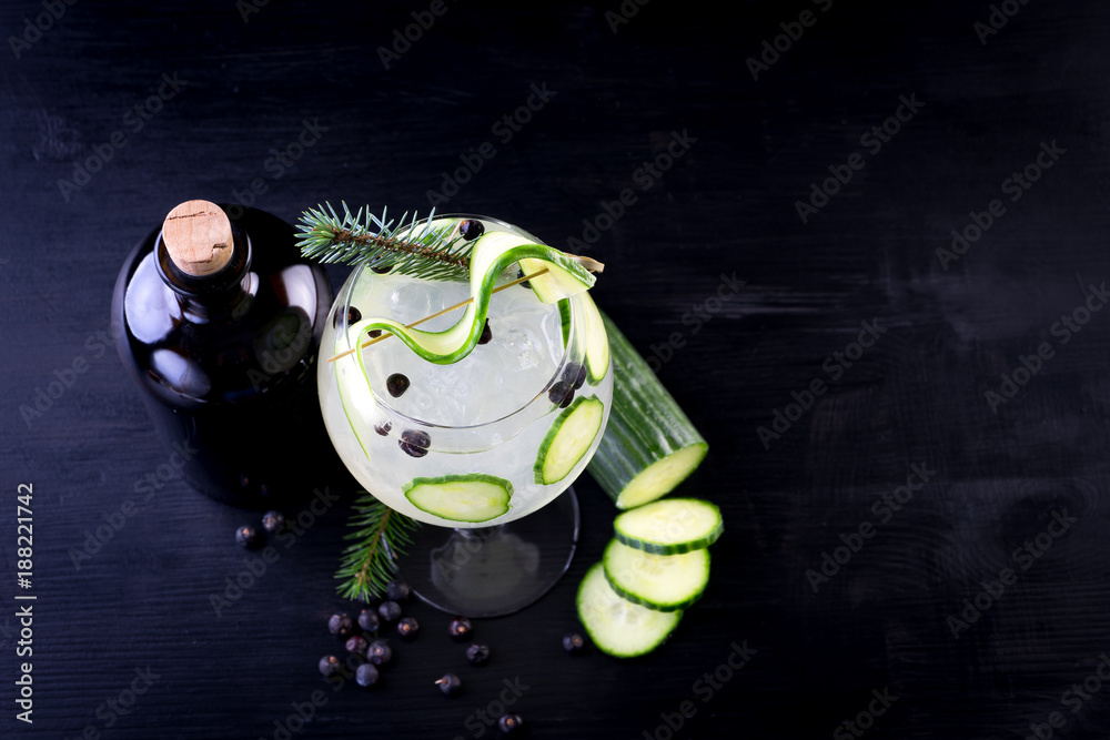 fancy gin and tonic selection drink alcohol cocktail craft fresh fruit spices mint glass bar
