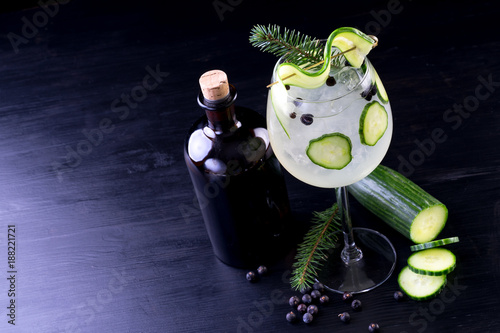 Obraz na płótnie fancy gin and tonic selection drink alcohol cocktail craft fresh fruit spices mint glass bar w salonie
