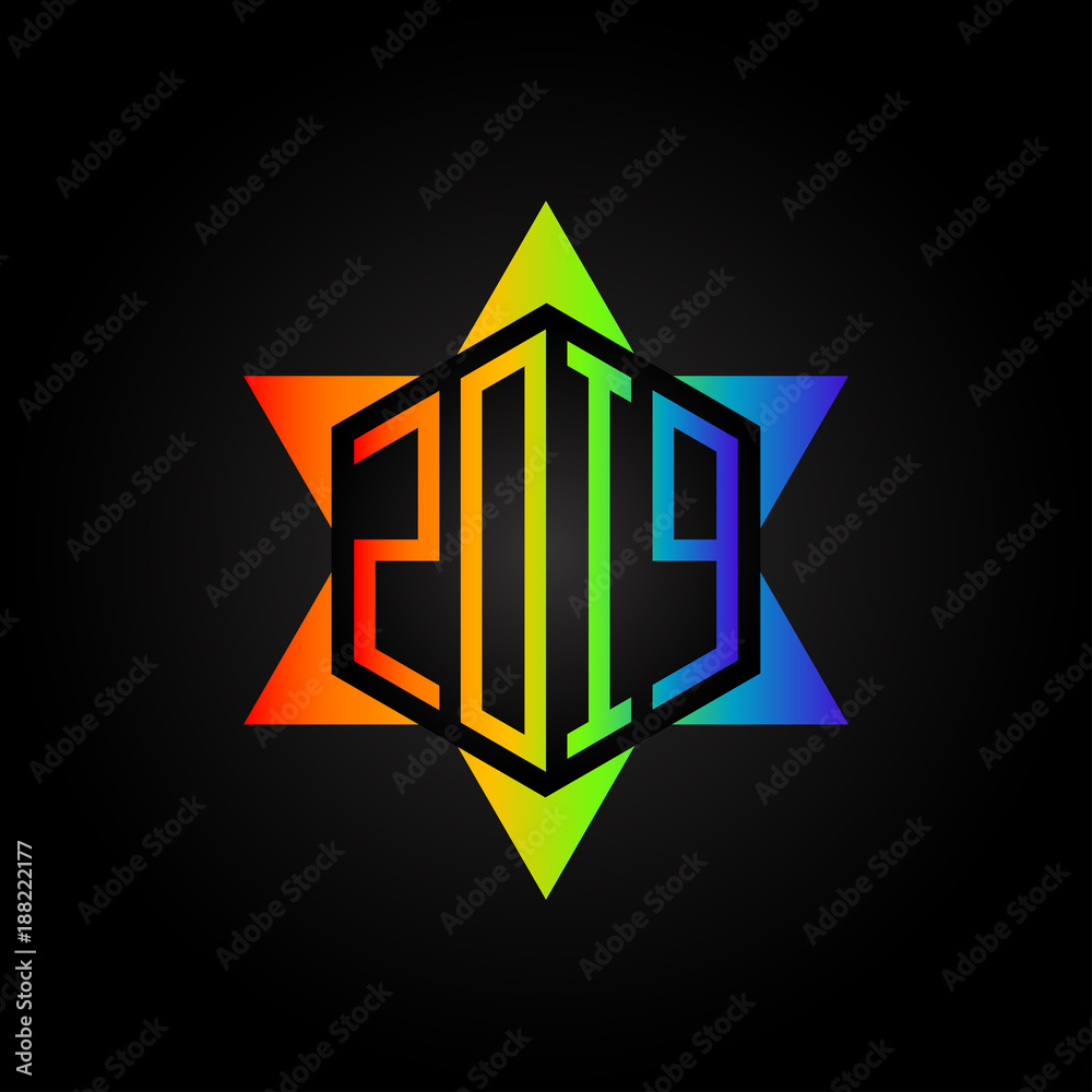 2019. David star with new year date. Abstract vector design element. 2019. David star with new year date. Abstract vector design element.