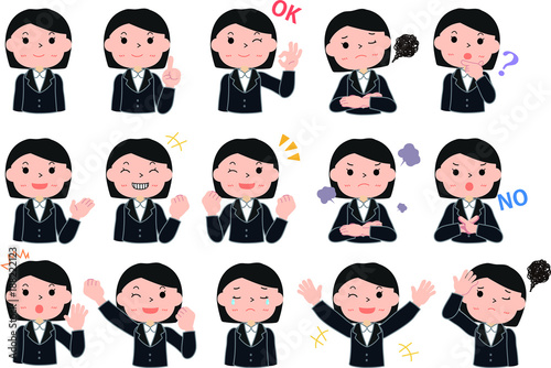 job hunting girls student set.eps