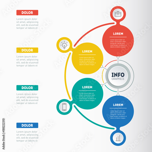Business presentation or info graphic with 4 options. Web Template of a chart, annual report, mindmap or diagram. Vector infographics of technology or education process.