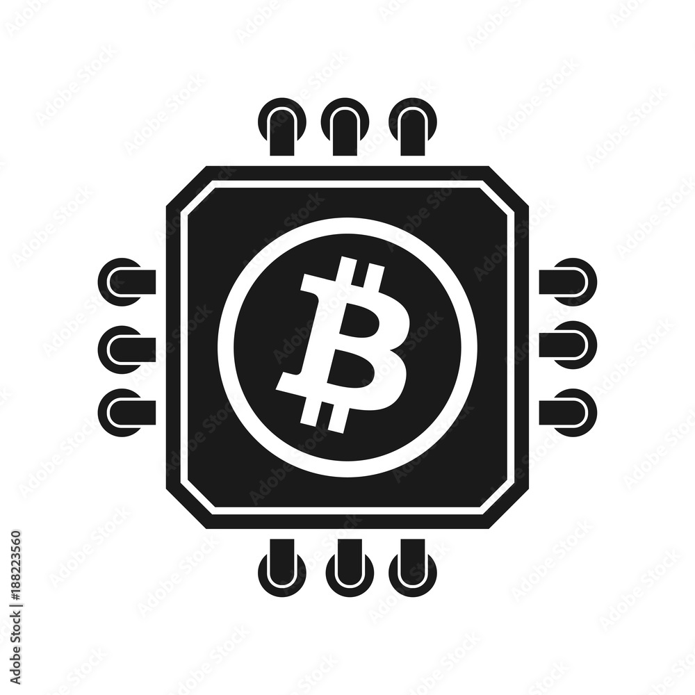Bitcoin Processor Minig sign illustration Bitcoin Processor Minig sign illustration