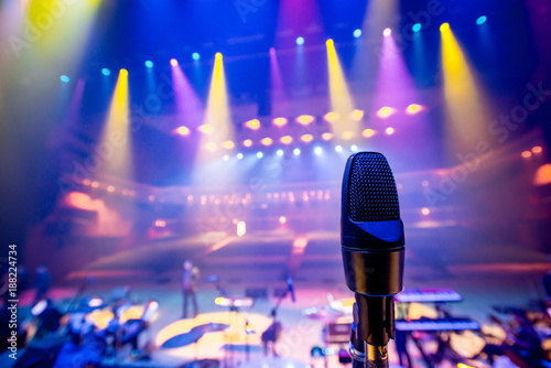 Close up of microphone in concert hall