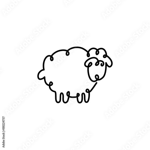 Continuous one line drawing of sheep