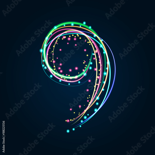 Neon Light Painting – Number 9