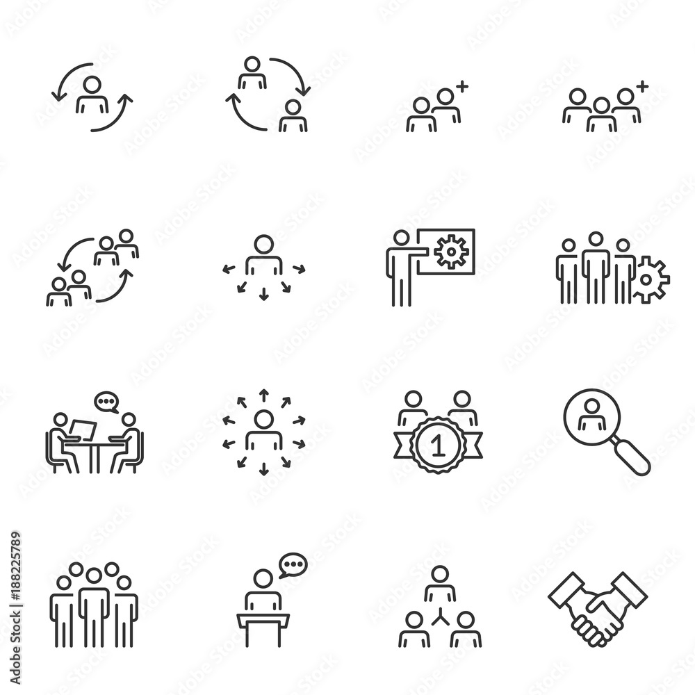 Human Resources; Management Icons Vector illustration Human Resources; Management Icons Vector illustration