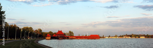 Ladies Bath built of wood in 1912. in style of Hungarian secession on lake Palic, Serbia photo