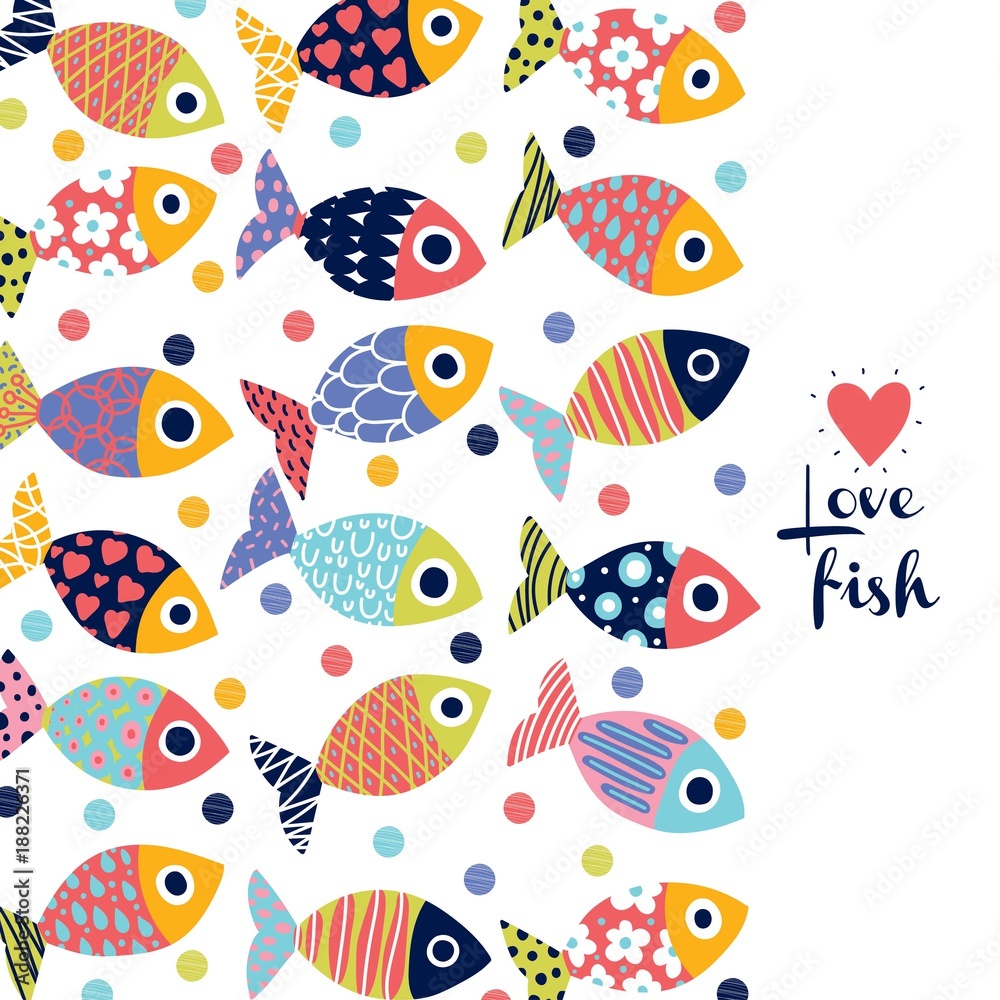 Cute postcard with decorative fish. Cute postcard with decorative fish.