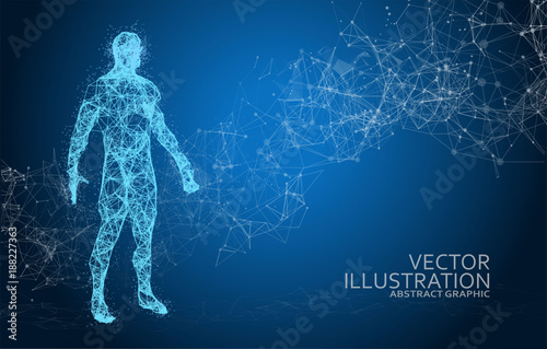 Abstract Polygonal Space Background with Connecting Dots and Lines