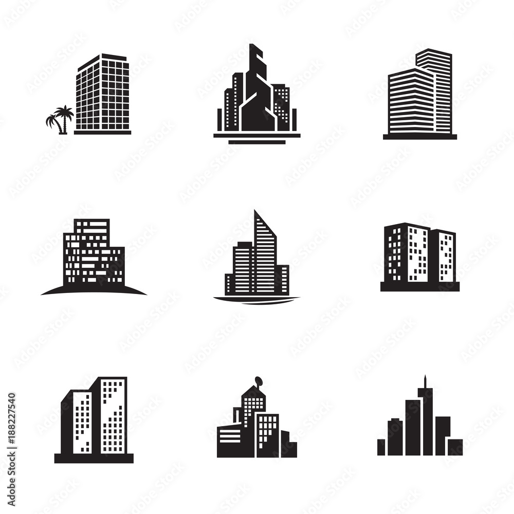 Buildings icons set