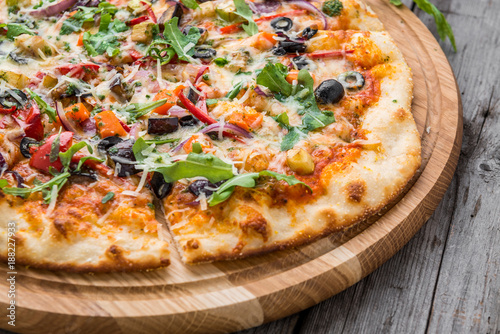 Delicious Italian pizza with vegetables
