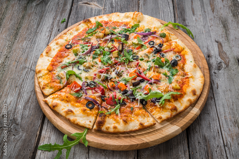 Delicious Italian pizza with vegetables