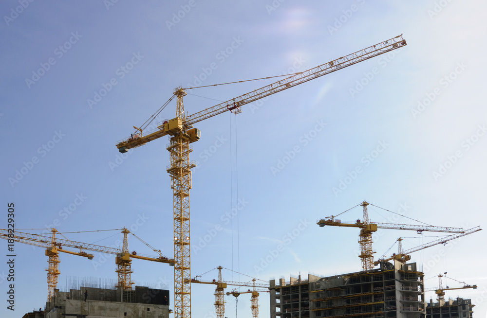 Lots of tower Construction site with cranes and building