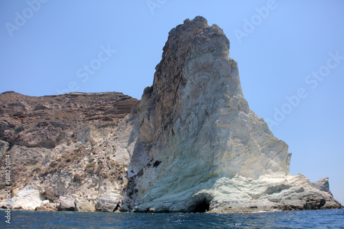 white cliffs of the beach on Santorini island