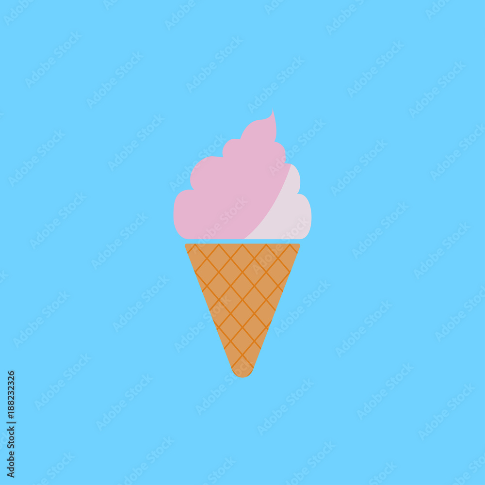 Ice cream in a flat style on a blue background Ice cream in a flat style on a blue background