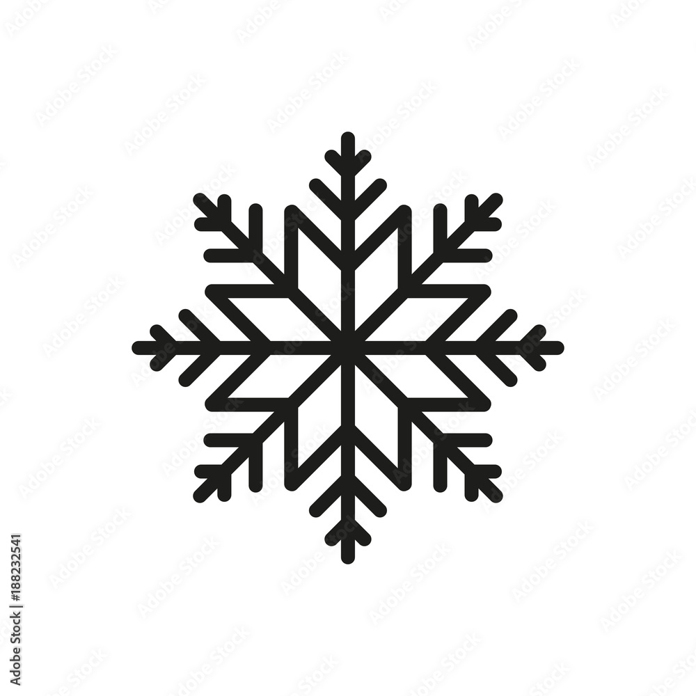 Snowflake icon. Christmas and winter theme. Simple flat black illustration on white background. Snowflake icon. Christmas and winter theme. Simple flat black illustration on white background.