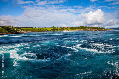 Whirlpools of the maelstrom of Saltstraumen  Nordland  Norway