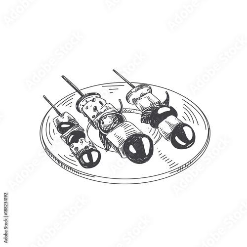 vector hand drawn finger food Illustration