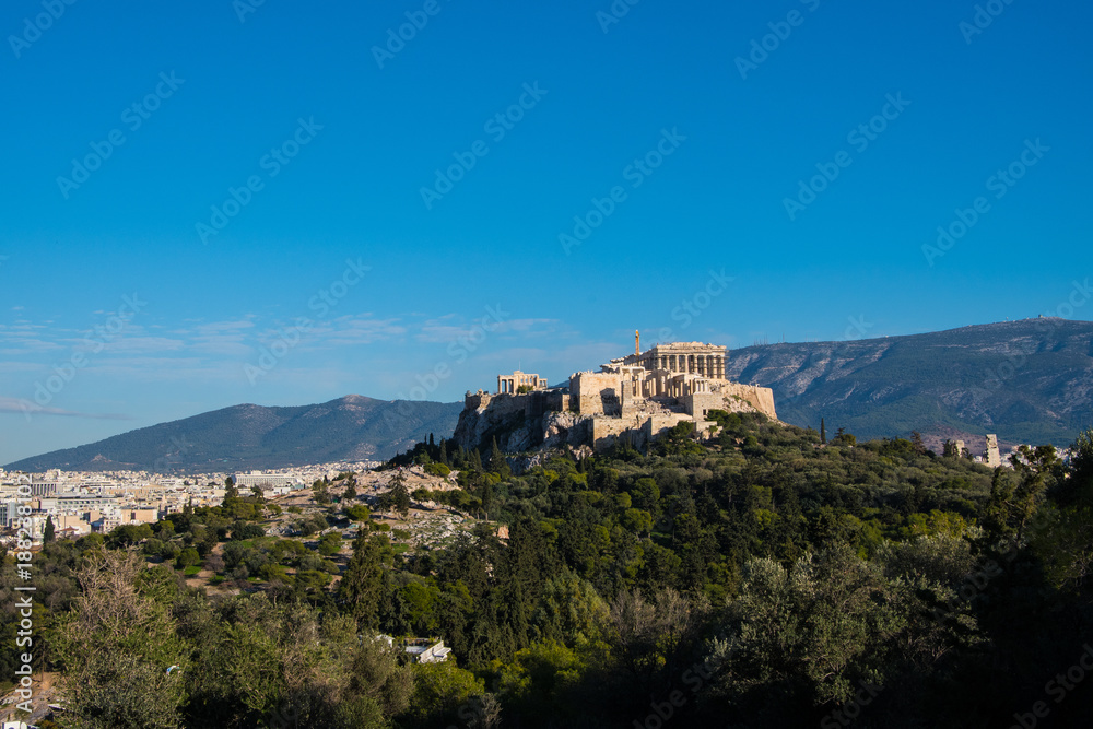 Panoramic view of the Acropolis hill in Athens Greece 