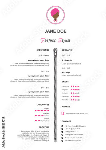 cv , template avec police arial 