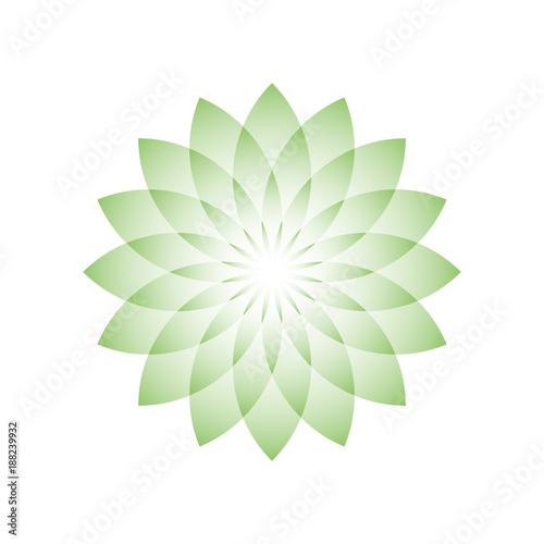 Green lotus flower - symbol of yoga, wellness, beauty and spa. Vector illustration.