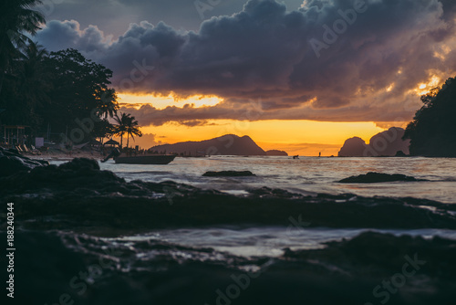 Beautiful sunset in El Nido  Palawan island  Philippines