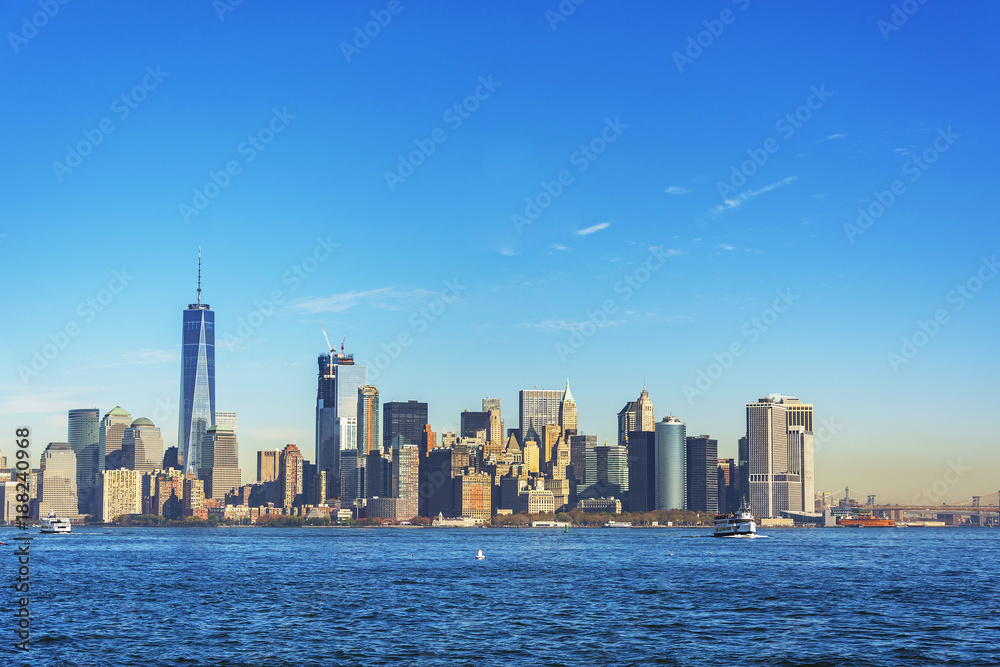 New York City skyline from Liberty island New York City skyline from Liberty island