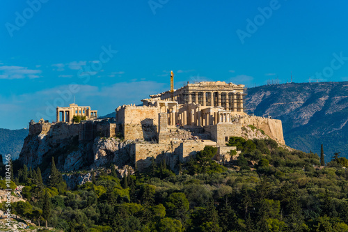 Panoramic view of the Parthenon temple on the Acropolis in Athens Greece