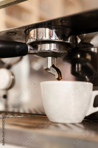 Close up of professional espresso machine