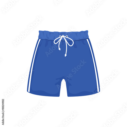 Swimming trunks on white background, cartoon illustration of beach accessories for summer holidays. Vector