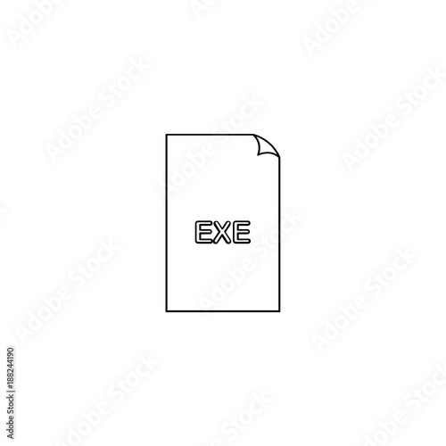 Exe format document line icon, outline vector sign, linear style pictogram isolated on white. File formats symbol, logo illustration. Editable stroke