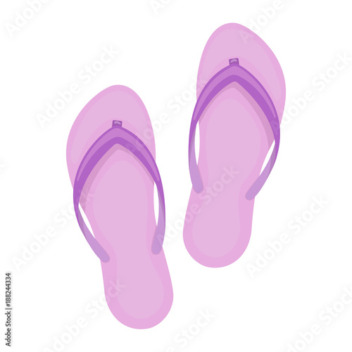 Beach slippers on white background, cartoon illustration of beach accessories for summer holidays. Vector