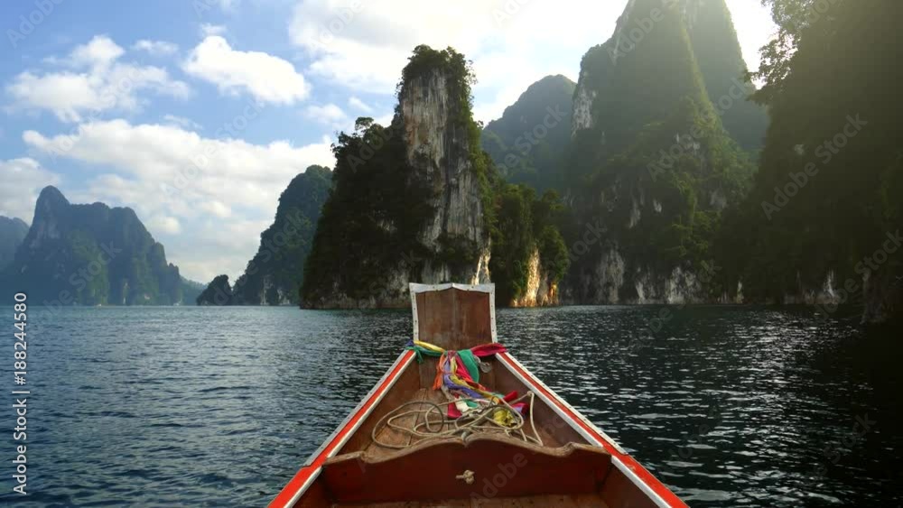 Boat trip on the Cheow Lan Lake (Rajjaprabha Dam Reservoir) in Khao Sok National Park, Thailand
