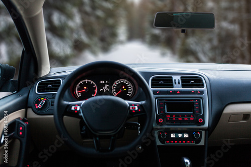 Car interior front dashboard