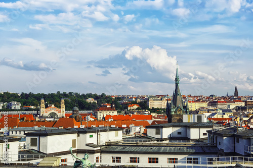 .Panoramic view from the powder tower in the city of Prague. Czech Republic.