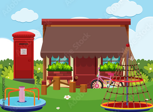 Shop and playground at daytime