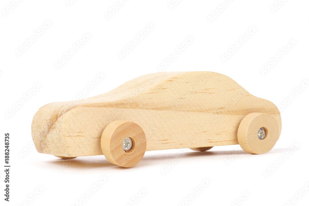 Wooden toy car isolated on a white background Stock Photo | Adobe Stock